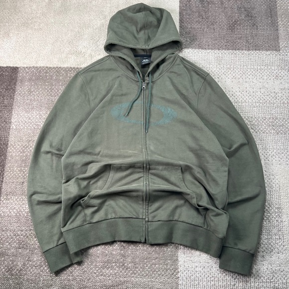 Oakley Other - Oakley Mens Full Zip Hoodie Green Regular Fit Logo FOA400532 Size Large L